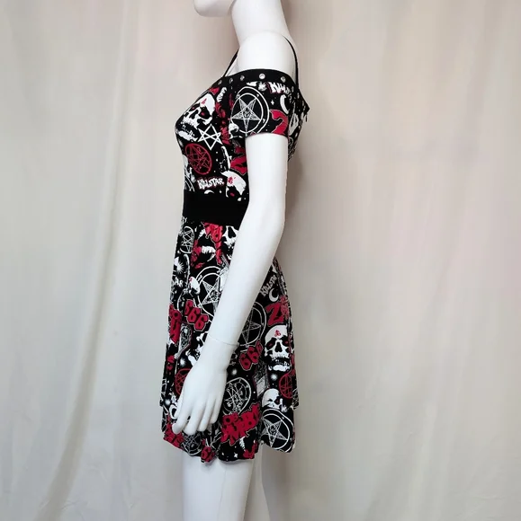RARE Dead Stock Killstar Rob Zombie Spookshow Bardot Dress Black, Red & White - Picture 6 of 9